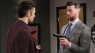 Days of Our Lives' EJ holding Xander at gun point. | Image Source: JPI
